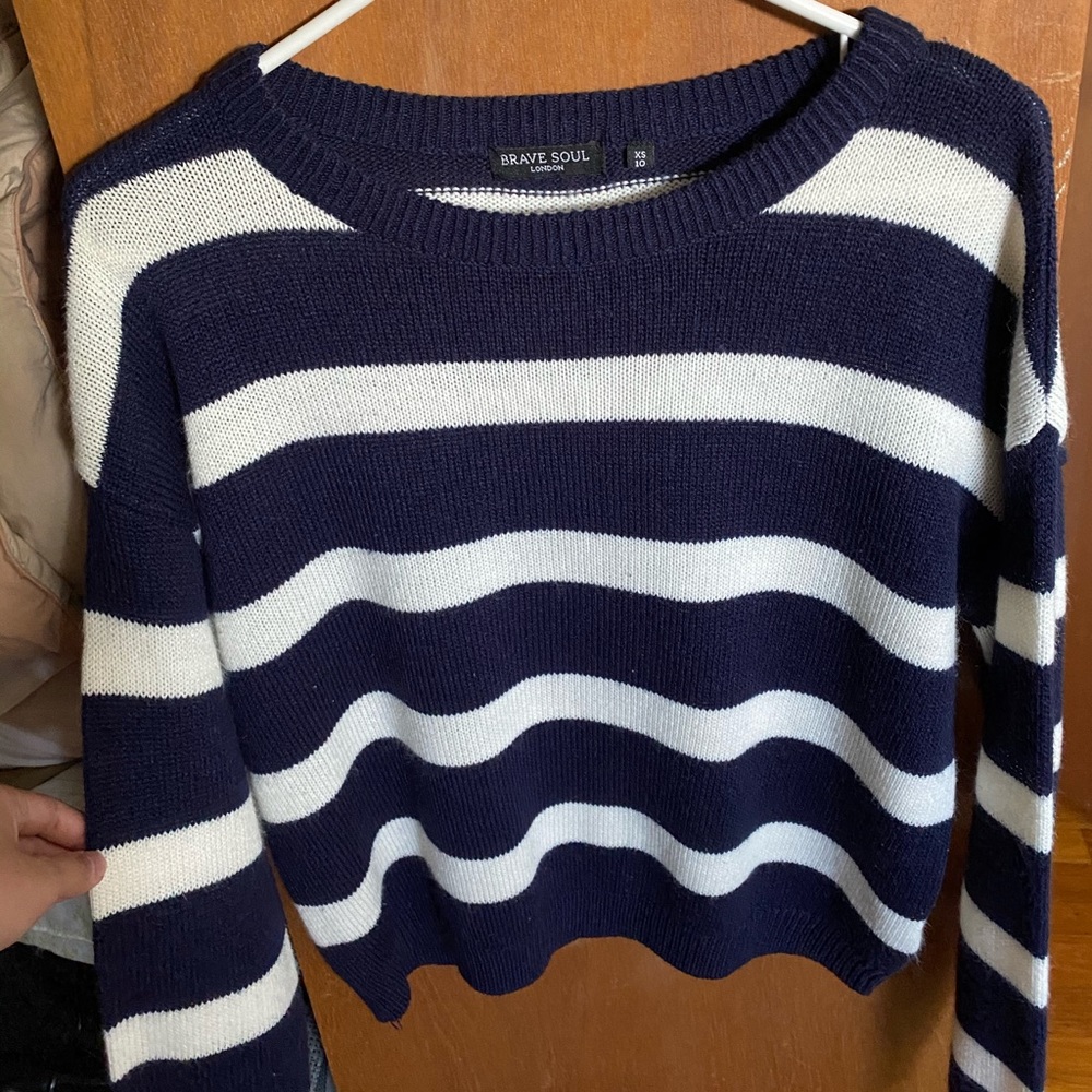 Navy and White Striped Sweater